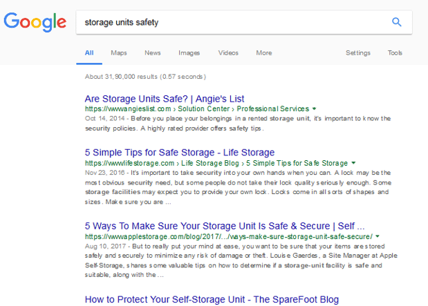 storage units safety   text search